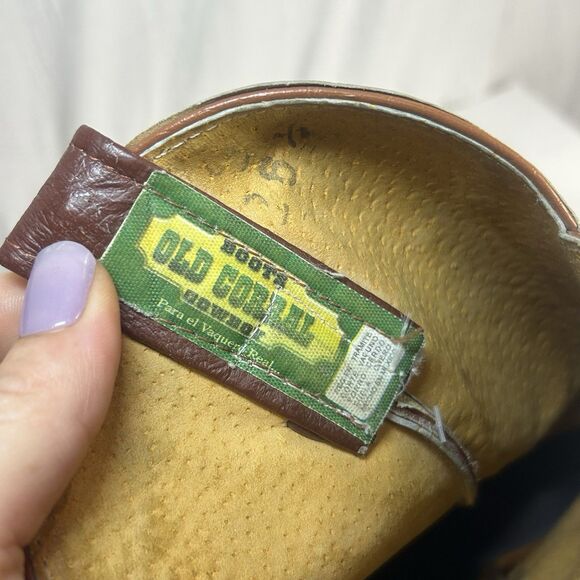 Old Corral Cowboy Boots Mens US 9.5 Mexico 26.5 Brown Ostrich Leather Western - Picture 6 of 9